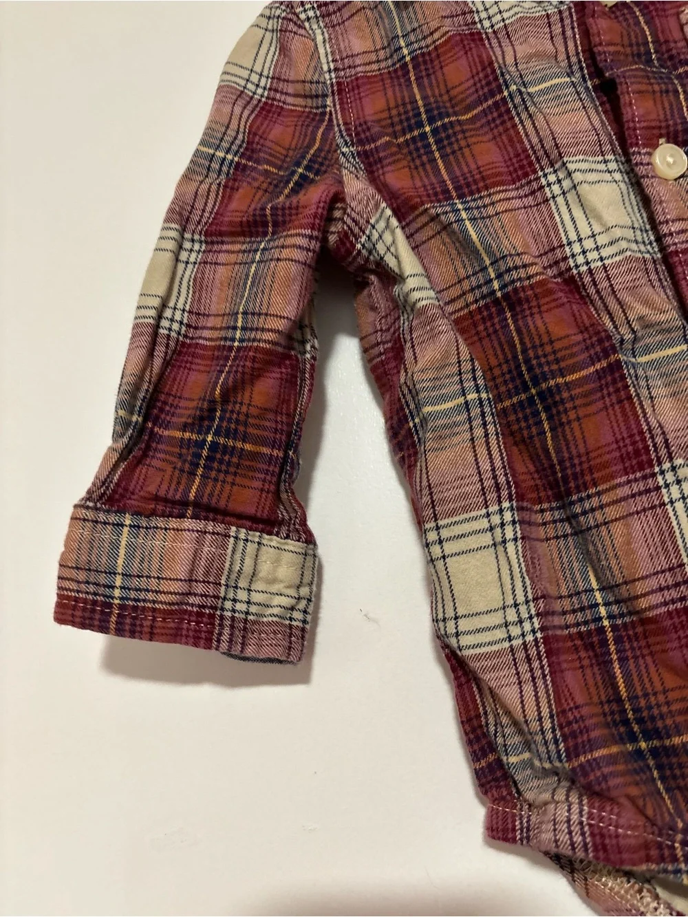 OshKosh B'gosh 12 month Red and Cream Plaid Button-Up One-Piece